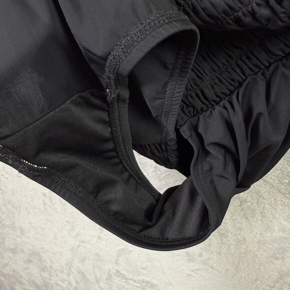 DKNY One Piece Swimsuit Women's 10 Black Scrunch Slim Sides V Neck Tie Halter - Picture 10 of 11